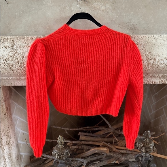 Vicolo Women's Vibrant Red-Orange Cropped Cardigan - Picture 7 of 7